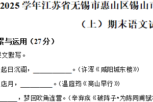 江苏省无锡市锡山高级中学实验学校2024-2025学年九年级上学期期末语文试题（含解析）