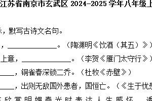 江苏省南京市玄武区2024-2025学年八年级上期末语文试题（含答案）