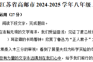 江苏省扬州市高邮市2024-2025学年八年级上学期期末语文试卷（含解析）