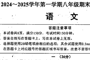江苏省宿迁市泗阳县2024-2025学年八年级上学期期末考试语文试卷（含答案）