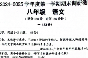 江苏省宿迁市宿城区2024-2025学年八年级上学期1月期末语文试题（含答案）