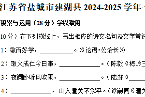 江苏省盐城市建湖县2024-2025学年七年级上学期期末语文试卷（含解析）