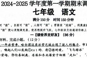 江苏省宿迁市宿城区2024-2025学年七年级上学期1月期末语文试题（含答案）