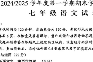 江苏省盐城市盐都区联盟校2024-2025学年七年级上学期1月期末语文试题（含答案）
