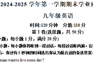 江苏省南京市建邺区2024-2025学年九年级上学期期末考试英语试题（含答案）