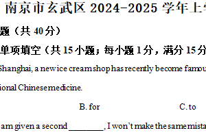 江苏省南京市玄武区2024-2025学年上学期九年级英语期末试卷（含答案）