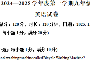 江苏省宿迁市2024—2025学年九年级上学期期末考试英语试卷（含解析）