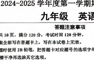 江苏省宿迁市宿城区2024-2025学年九年级上学期1月期末考试英语试题（含答案+听力音频）