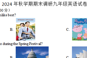 江苏省盐城市大丰区2024-2025学年九年级上学期期末考试英语试题（含答案+听力音频）
