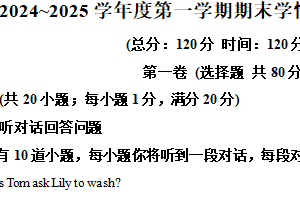 江苏省宿迁市沭阳县2024-2025学年八年级上学期期末考试英语试题（含解析）