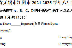 江苏省无锡市江阴市2024-2025学年八年级上学期期末考试英语试题（含解析）
