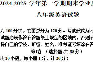 江苏省盐城市亭湖区2024-2025学年八年级上学期期末英语试题（含解析+听力音频）