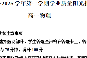 江苏省苏州市2024-2025学年高一上学期1月期末学业阳光指标调研物理试题（含解析）