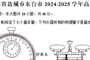 江苏省盐城市东台市2024-2025学年高一（上）期末物理试卷（含解析）