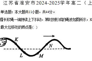 江苏省淮安市2024-2025学年高二（上）期末考试物理试卷（含解析）