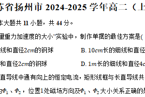 江苏省扬州市2024-2025学年高二（上）期末物理试卷（含解析）
