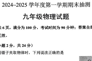 江苏省徐州市沛县2024-2025学年九年级上学期1月期末物理试题（含答案）