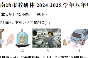 江苏省南通市2024-2025学年八年级（上）期末物理试卷（含解析）