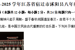 江苏省宿迁市沭阳县2024-2025学年八年级上学期1月期末物理试题（含解析）