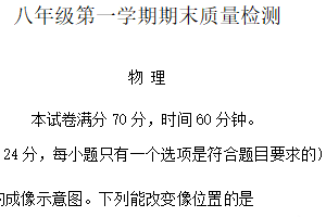 江苏省盐城市亭湖新区初级中学2024-2025学年 八年级上学期期末质量检测物理试题（含答案）