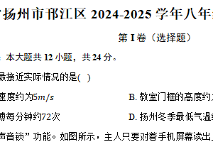 江苏省扬州市邗江区2024-2025学年八年级（上）期末物理试卷（含解析）