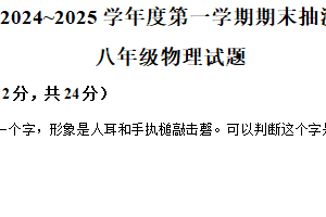 江苏省徐州市2024-2025学年八年级上学期期末抽测物理试题（含解析）