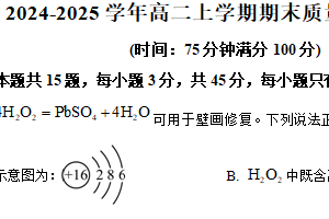 江苏省南京市玄武区南京市第十三中学2024-2025学年高二上学期期末化学试题（含解析）