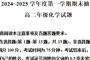 江苏省徐州市2024-2025学年高二上学期1月期末考试化学试题（含解析）