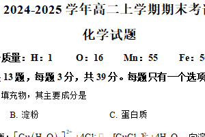 江苏省镇江市第一中学2024-2025学年高二上学期1月期末化学试题（含解析）
