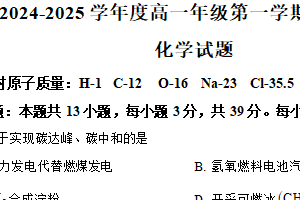 江苏省盐城市八校联考2024-2025年高一上学期期末化学试卷（含解析）
