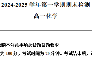江苏省扬州市2024-2025学年高一上学期期末检测 化学试题（含解析）
