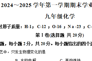 江苏省南通市海安市2024-2025学年九年级上学期1月期末化学试题（含解析）