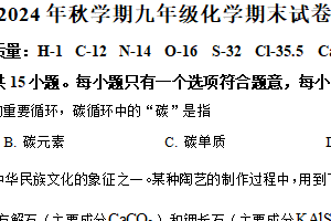江苏省盐城市响水县2024-2025学年九年级上学期1月期末化学试题（含解析）