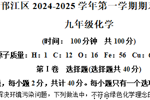 江苏省扬州市邗江区2024-2025学年九年级上学期期末化学试题（含解析）