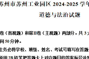 江苏省苏州市苏州工业园区2024-2025学年九年级上学期期末道德与法治试题（含解析）