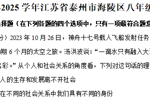 江苏省泰州市海陵区2024-2025学年八年级上学期期末道德与法治试卷（含解析）