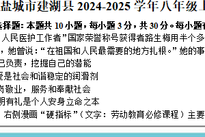江苏省盐城市建湖县2024-2025学年八年级上学期1月期末综合道德与法治试题（含解析）