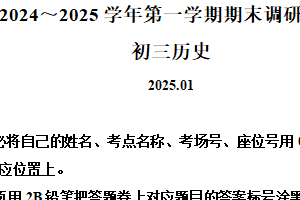 江苏省苏州市工业园区2024-2025学年九年级上学期期末历史试题（含解析）
