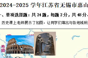 江苏省无锡市惠山区2024-2025学年九年级上学期期末历史试题（含解析）