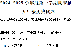 江苏省徐州市2024-2025学年九年级上学期期末历史试题（含解析）