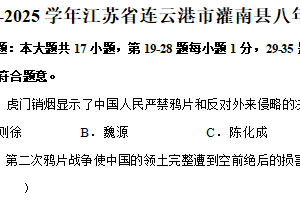 江苏省连云港市灌南县2024-2025学年八年级上学期期末历史试卷（含解析）