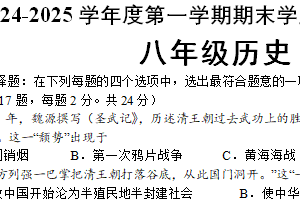 江苏省连云港市新海实验中学苍梧校区2024-2025学年八年级上学期期末历史试题（含答案）