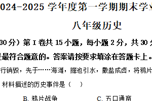 江苏省南通市海安市2024-2025学年八年级上学期期末历史试题（含解析）