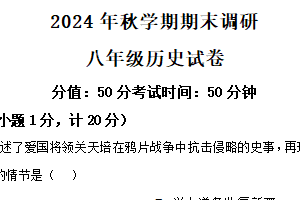 江苏省盐城市盐城经济技术开发区2024-2025学年八年级上学期期末历史试题（含解析）