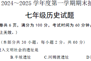 江苏省徐州市2024-2025学年上学期七年级历史期末考试试题（含解析）