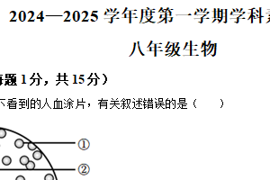 江苏省南通市海门区2024-2025学年八年级上学期生物竞赛试题（含解析）