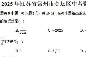 2025年江苏省常州市金坛区中考数学一模试卷（含解析）