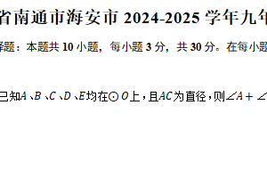 江苏省南通市海安市2024-2025学年九年级下学期月考数学练习卷（含解析）