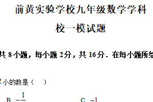 2025年江苏省常州前黄实验学校九年级数学中考一模试题（含解析）