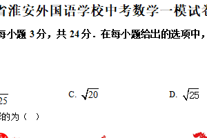 2025年江苏省淮安外国语学校中考数学一模试卷（含解析）